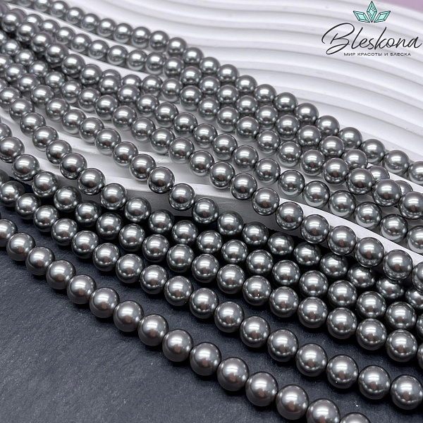 Жемчуг Майорка цвет серый 8 мм