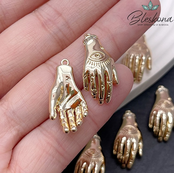 25*12 мм Цвет золото, Подвеска рука глаз Фатимы 