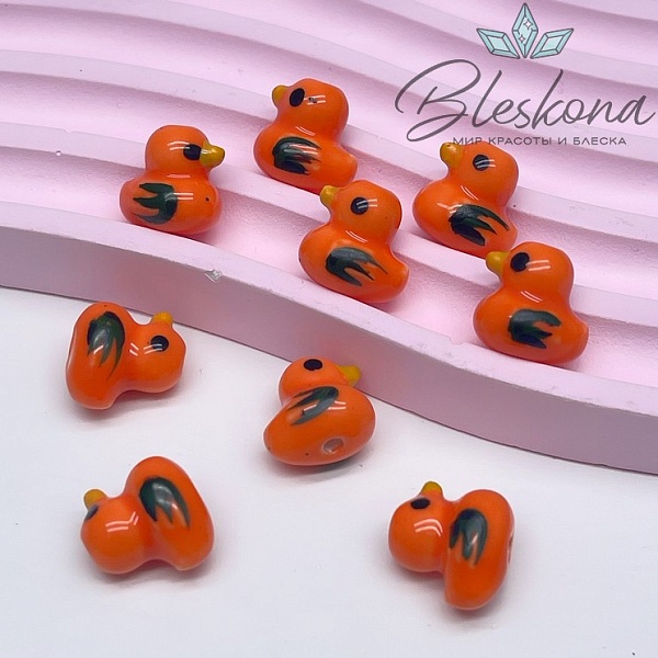 12*12,5 мм Керамика бусина уточка оранжевая