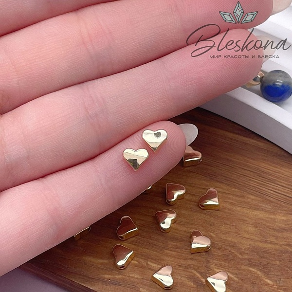 5,3*6 мм Цвет золото, Бусина сердце