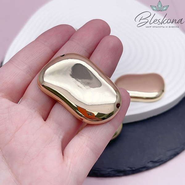 28*44 мм Цвет золото, Подвеска-бусина фриформ объемное крупное 