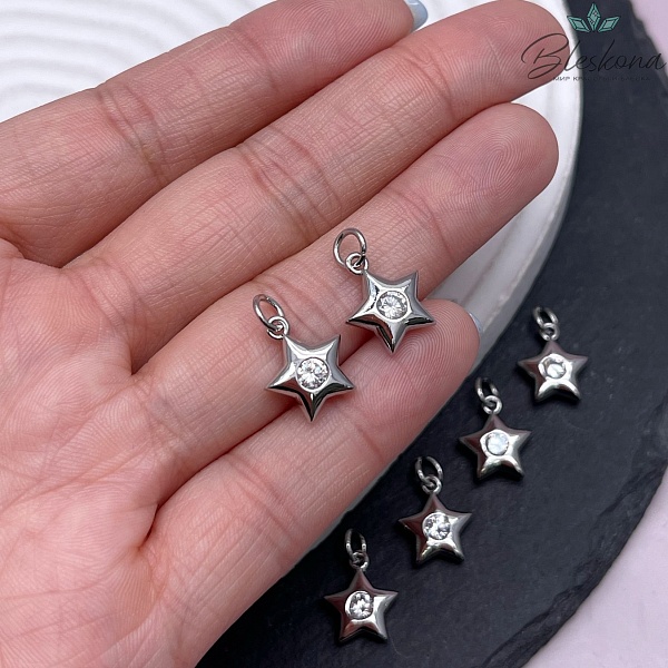 13*11,5 мм Цвет серебро, Подвеска Звезда циркон