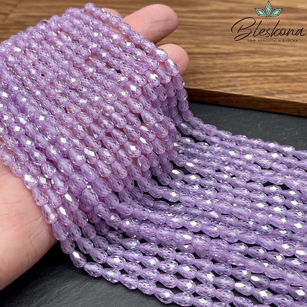 Циркон капля огранка лиловый 6*4 мм (кубический цирконий, фианит) 