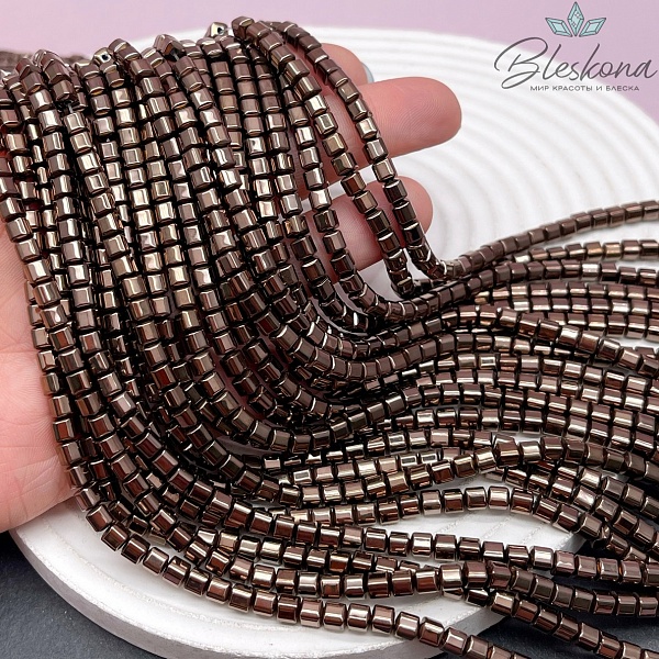 4 мм Гематин имитация, цвет коричневый (шоколадный), куб №1 