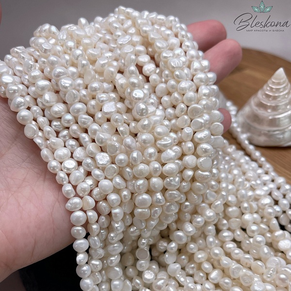 Жемчуг барочный белый 6,5 мм 