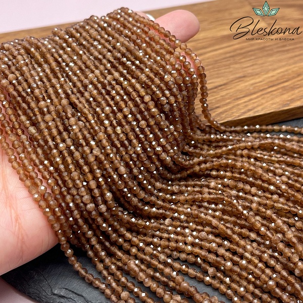 Кошачий глаз коричневый микроогранка (имитация) 3 мм