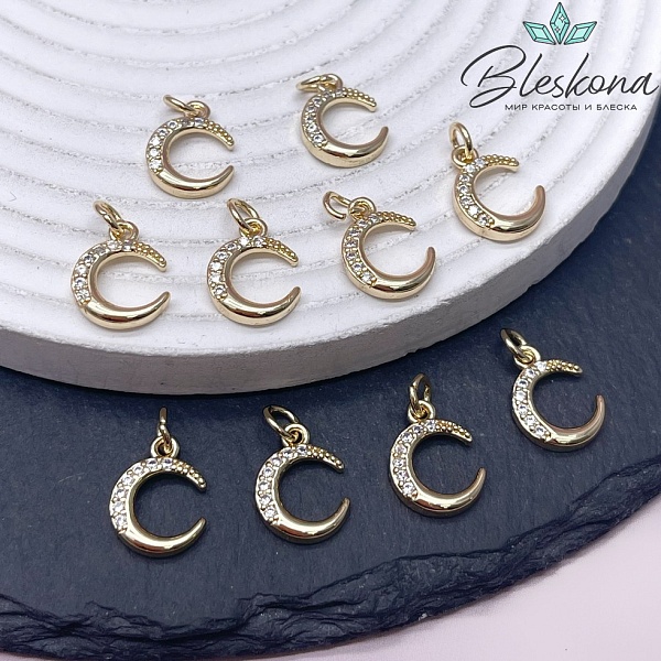 14*11 мм Цвет золото, Подвеска полумесяц с цирконами