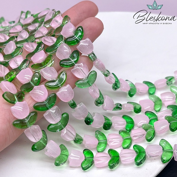 15*13 мм Бусина тюльпан светло-розовый