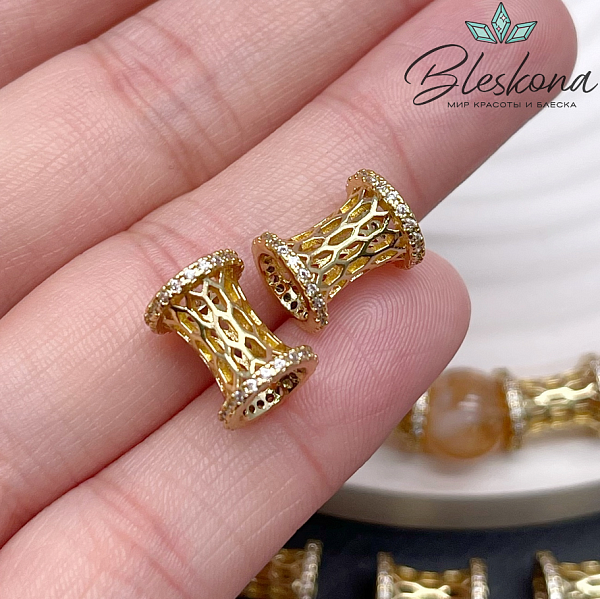 11,2*9 мм Цвет золото, Бусина песочные часы цирконы 