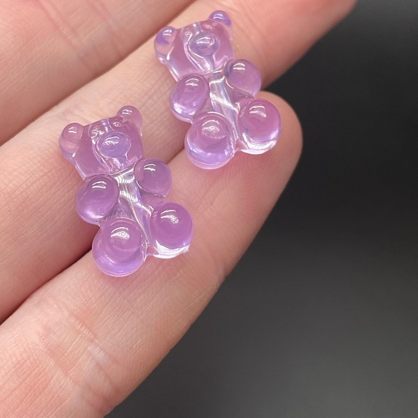 12*18 мм , Бусина Мишка фиолетовый прозрачный №3