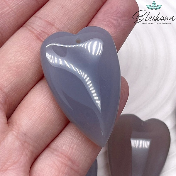 25*40 мм Подвеска Сердце Серый Агат №1