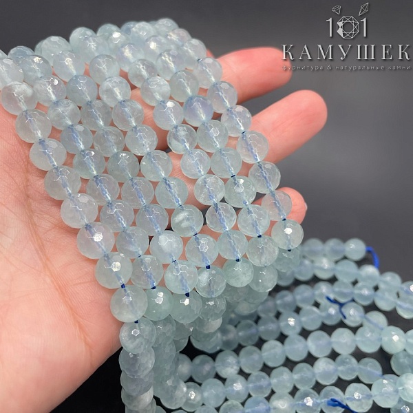⌀8мм Аквамарин шар огранка №2