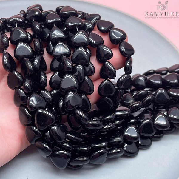 Сердца Агат черный 12*12*5,5 мм