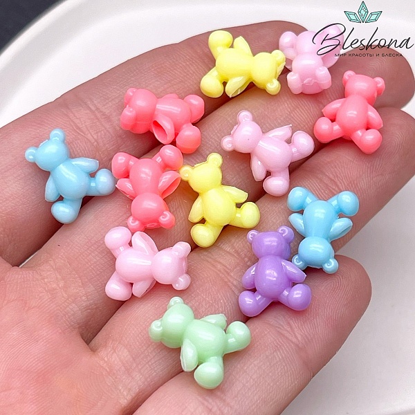11,5*13,5 мм , Бусина Мишка микс уп.10шт 