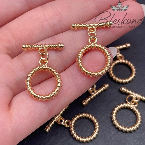 15 мм Цвет золото, Замок Тогл круг пружинка 