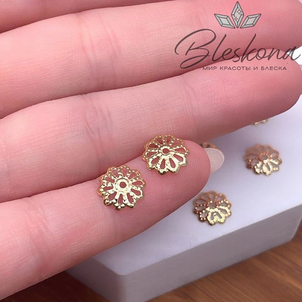 8 мм Цвет золото, Шапочка цветок 