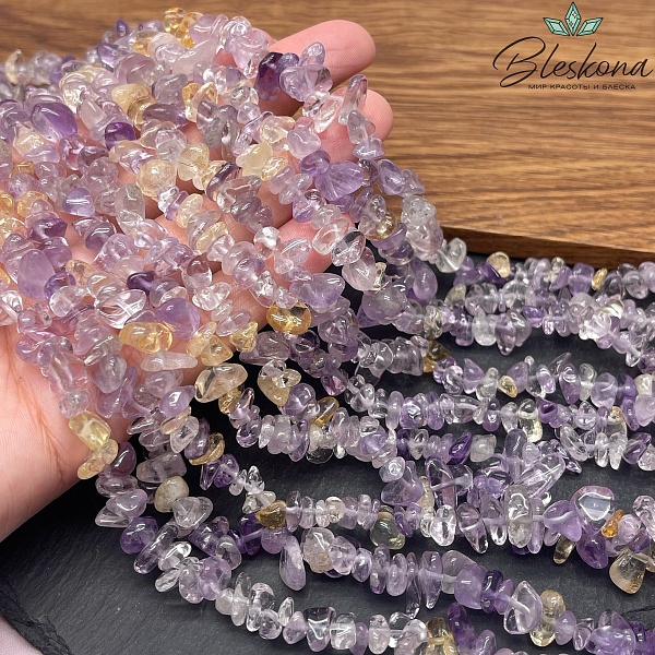Крошка Аметрин ширина бусин ~ 9-11 мм