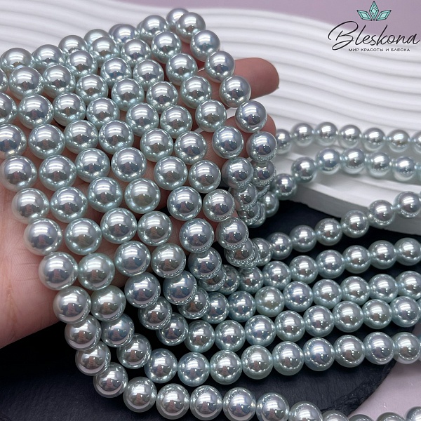 Жемчуг Майорка цвет светло-голубой 10 мм
