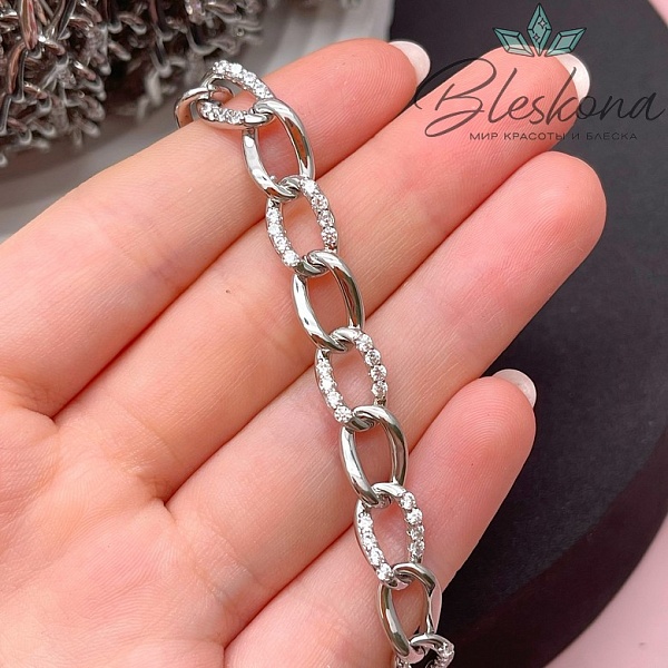 Цепь №219 цвет серебро 12*7,5 мм