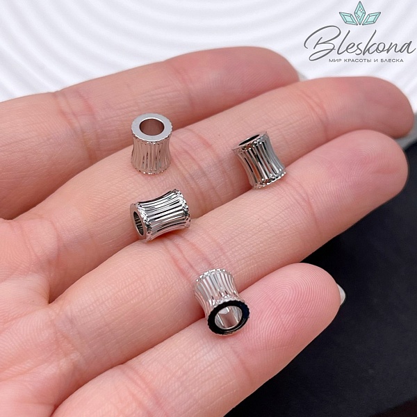 7,5*6,5 мм Цвет серебро, Бусина цилиндр полосатая