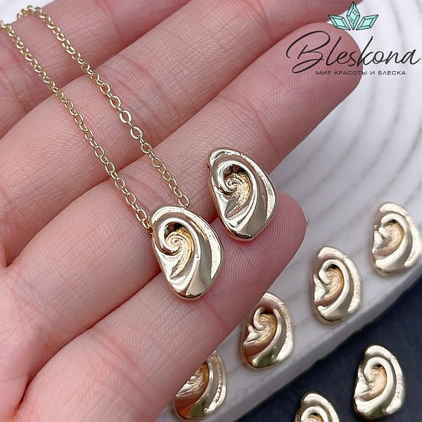 14*9 мм Цвет золото, Подвеска-бусина ракушка 