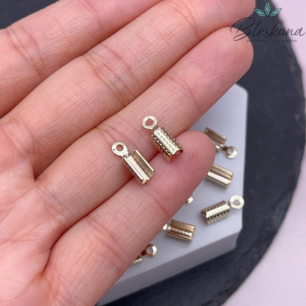 12*4 мм Цвет золото, Зажим-Концевик для шнура точки 