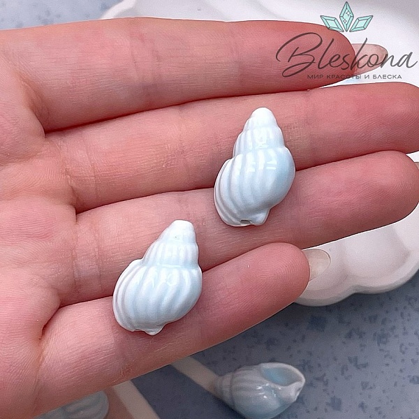 13*21 мм Керамика Бусина ракушка голубая