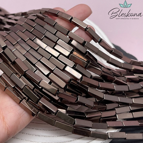 13*4 мм Гематин имитация, коричневый №1 (шоколадный), прямоугольник 