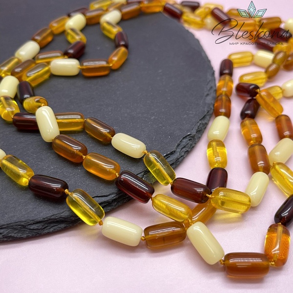 Янтарь микс цилиндр 8*14мм