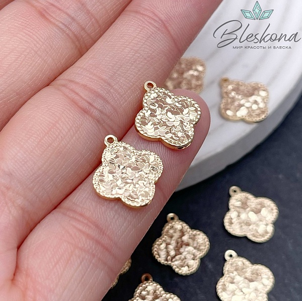 14,5*13 мм Цвет золото, Подвеска Клевер фактурный 