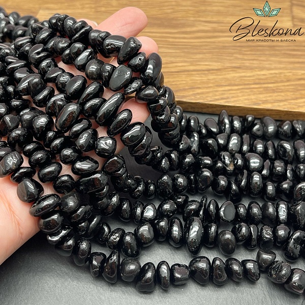 Турмалин черный (Шерл) галтовка (6-8)*(8-13) мм
