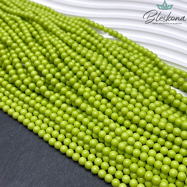 Жемчуг Майорка цвет светло-зеленый 4 мм