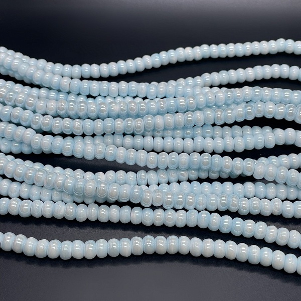 6*4 мм Бусина-разделитель, керамика цвет голубой