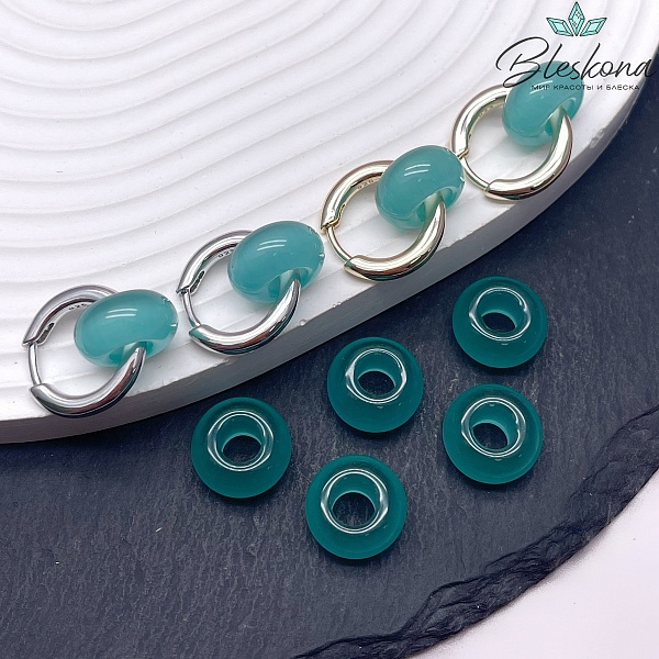 Бублик Кошачий глаз бирюзовый (имитация) 14 мм