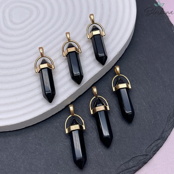 42*9 мм Цвет золото, Подвеска маятник Агат черный