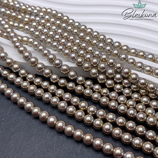 Жемчуг Майорка цвет желтый хамелеон 6 мм