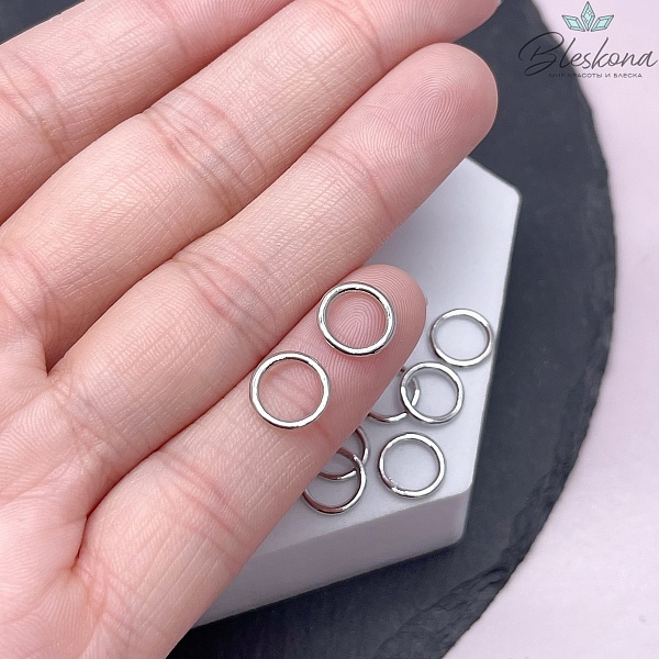 Колечки неразъемные,цвет серебро уп.1гр  8*1мм Люкс