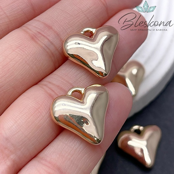 18,5мм, цвет золото, Подвеска сердце неровное 