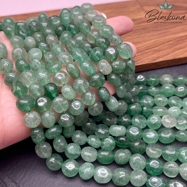  Кварц клубничный зеленый галтовка 9-10 мм