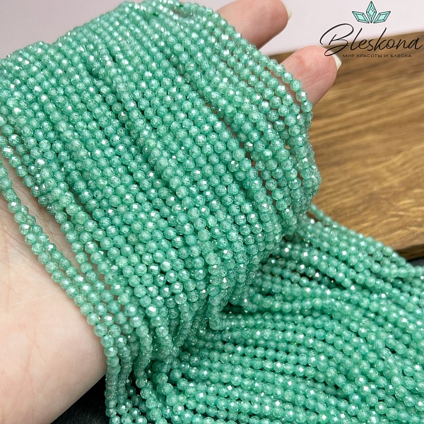 Циркон Glow ментоловый огранка 3 мм (кубический цирконий, фианит) 