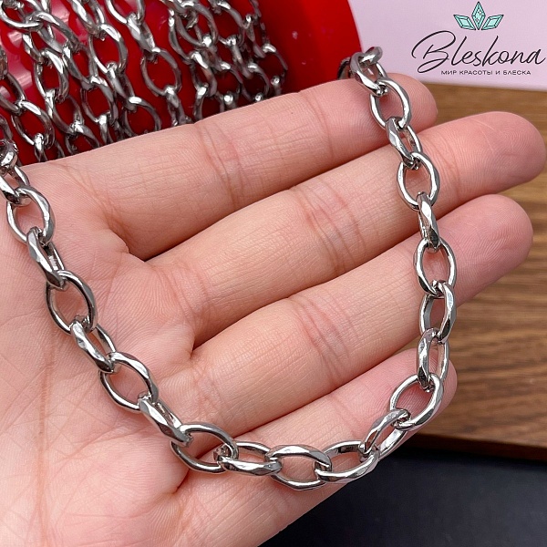Цепь №62 цвет серебро 10,8*7,5 мм