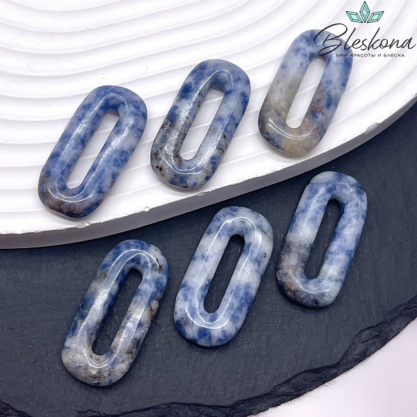 30*14 мм Подвеска овал Яшма Синяя пятнистая