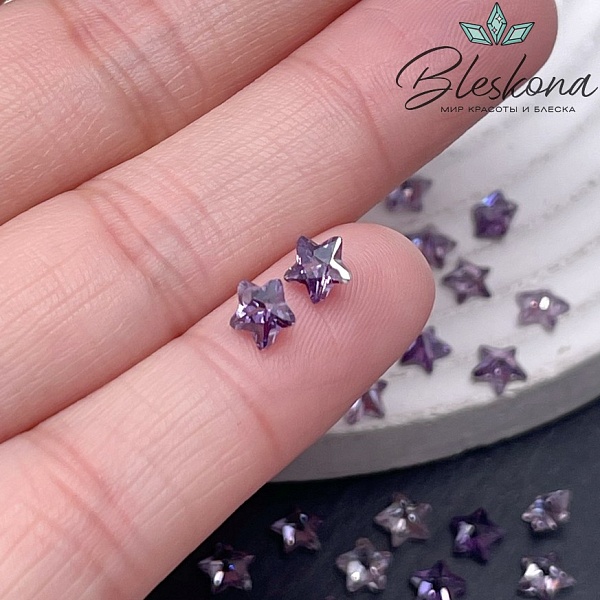 5 мм, Подвеска Циркон звезда темно-фиолетовая (кубический цирконий, фианит) 