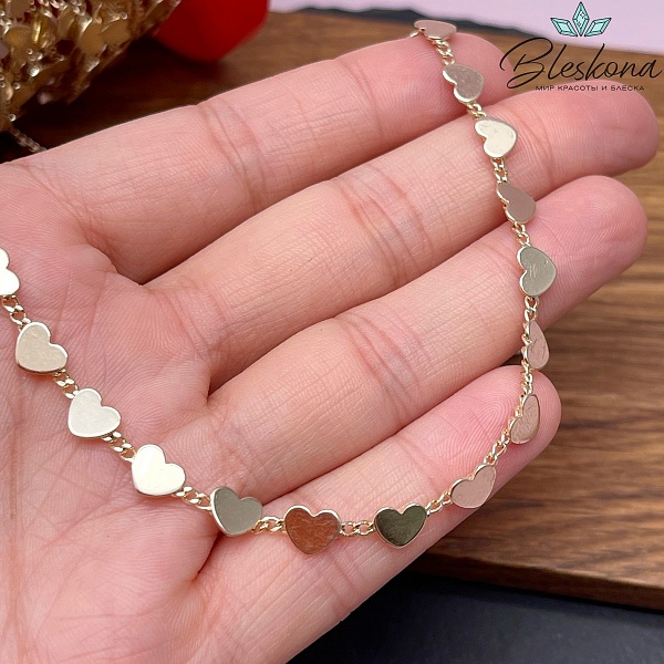 Цепь №15-1 цвет золото 1,7*1,9 мм сердце