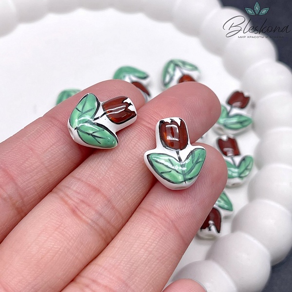 16*14,5 мм Бусина Тюльпан коричневый 