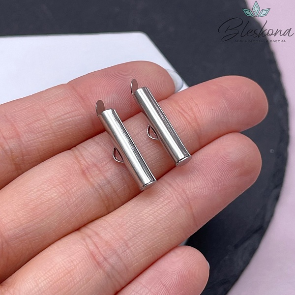 19*4 мм, Цвет серебро, Зажим-слайдер (концевик)