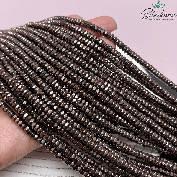 4,5*2 мм Гематин, цвет коричневый №1 (шоколадный), шестигранник имитация