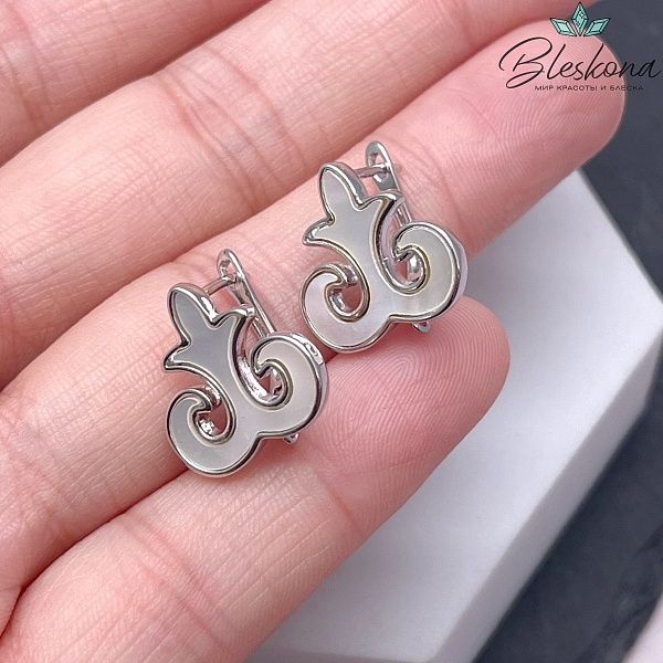 15*16 мм Цвет серебро, Швензы Этно перламутр