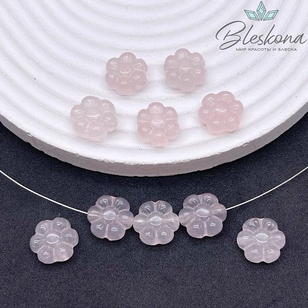 13 мм Резная Бусина Цветок Розовый Кварц