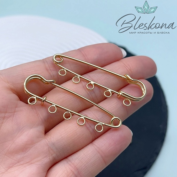 5 см, Цвет золото, Основа булавка 5 колец